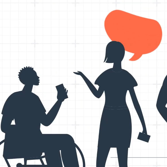 Illustration of two people talking