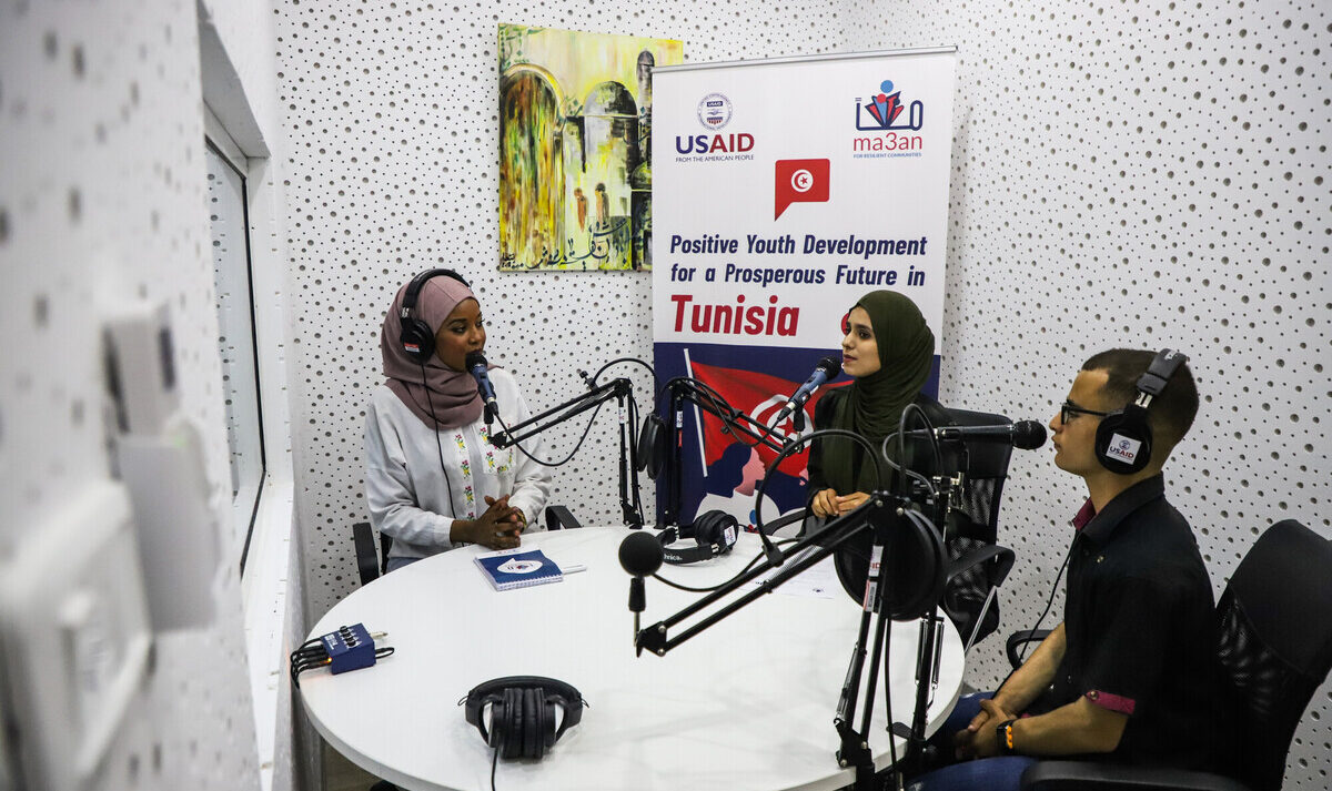 discussion in radio station at renovated center