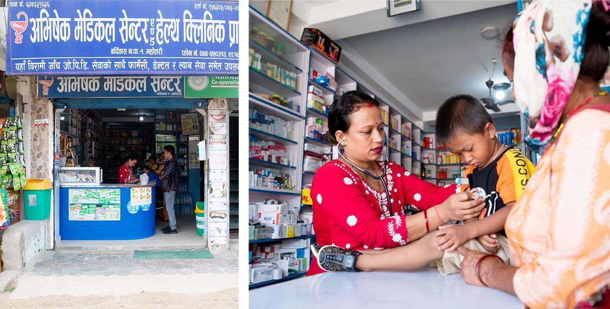 Singh assists customers at the pharmacy. Photo credit: Pramin Manandhar for FHI 360
